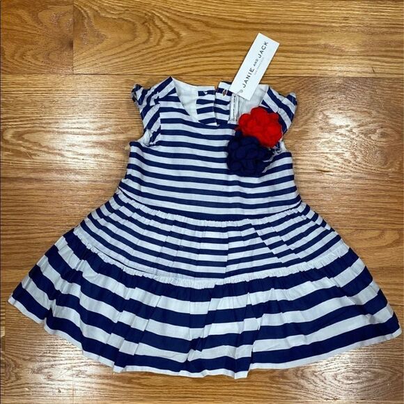 Janie and Jack Navy Stripes + Bloomers - Picture 1 of 3